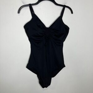 Lands End black one piece swimsuit front cutout women's‎ size medium (10/12)